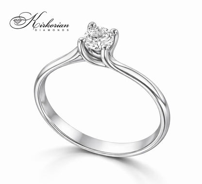 Годежен пръстен от бяло или жълто злато 14К с диамант 0.20 ct – код K346