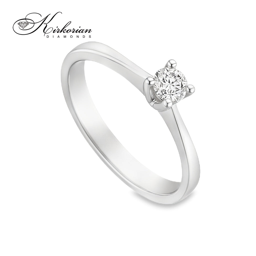 Фин годежен пръстен от бяло злато 14К с диамант 0.18 ct – K348