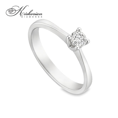 Фин годежен пръстен от бяло злато 14К с диамант 0.18 ct – K348