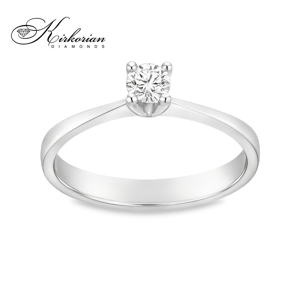 Фин годежен пръстен от бяло злато 14К с диамант 0.18 ct – K348