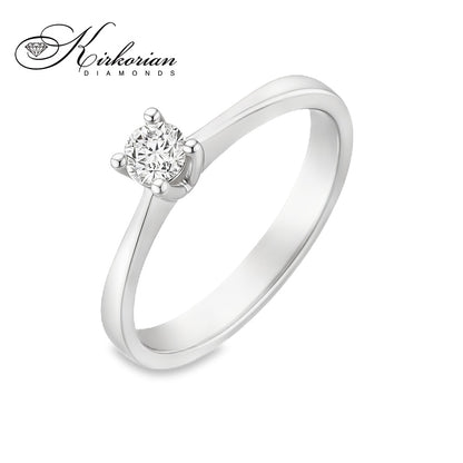 Фин годежен пръстен от бяло злато 14К с диамант 0.18 ct – K348