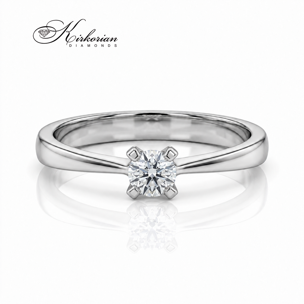 Близък фронтален изглед на пръстен K348 с диамант 0.18 ct, цвят G–H и чистота SI