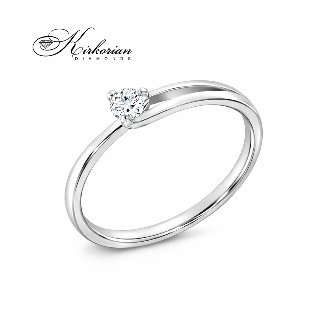 елегантен диамантен годежен пръстен 0.09 ct бяло злато 14K минималистичен стил модел K358