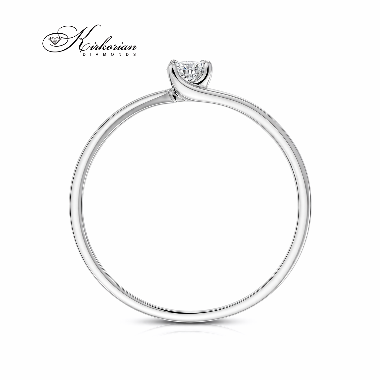Годежен пръстен от бяло злато 14К с диамант 0.09 ct – код K358
