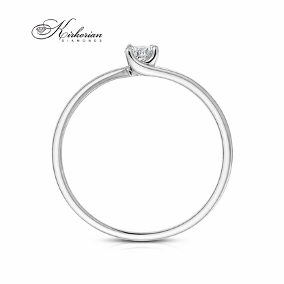 Годежен пръстен от бяло злато 14К с диамант 0.09 ct – код K358