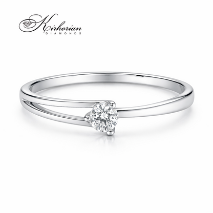 луксозен годежен пръстен с централен диамант 0.09 ct бяло злато 14K модел K358