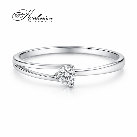 луксозен годежен пръстен с централен диамант 0.09 ct бяло злато 14K модел K358