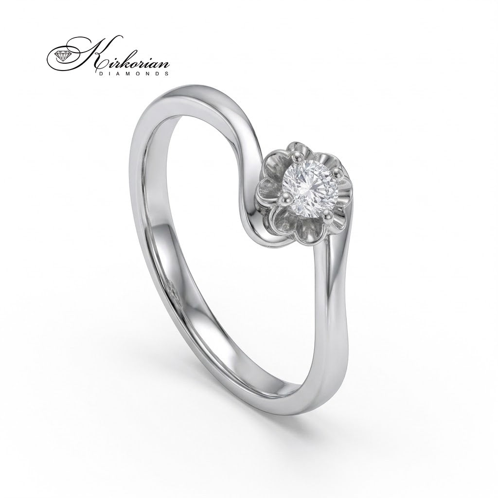 Годежен пръстен K363 с естествен диамант 0.10 ct E–F/VS1 – десен изглед