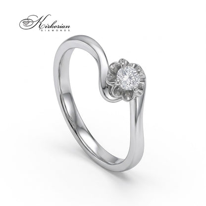 Годежен пръстен K363 с естествен диамант 0.10 ct E–F/VS1 – десен изглед
