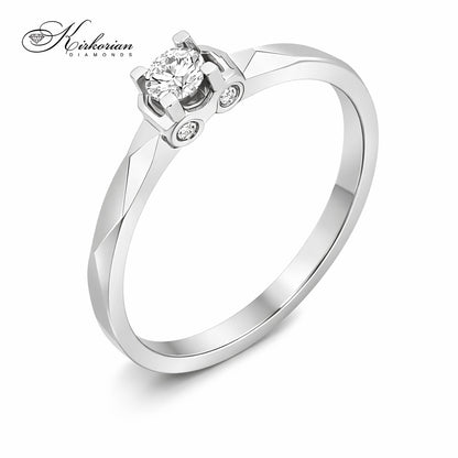 Годежен пръстен от бяло злато 14К с 5 диаманта 0.16 ct – елегантен избор с фин детайл