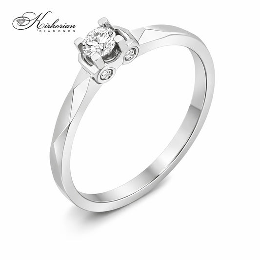 Годежен пръстен от бяло злато 14К с 5 диаманта 0.16 ct – елегантен избор с фин детайл