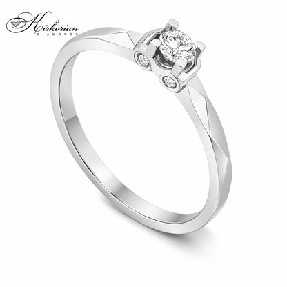 Годежен пръстен от бяло злато 14К с 5 диаманта 0.16 ct – елегантен избор с фин детайл