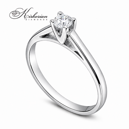 годежен пръстен с диамант 0.15 ct бяло злато 14K класически солитер модел K370 Kirkorian Diamonds