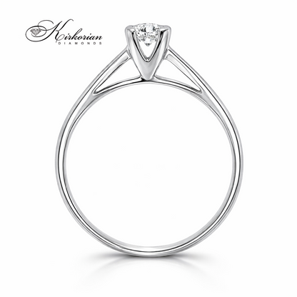 класически годежен пръстен бяло злато 14K с централен диамант 0.15 ct модел K370