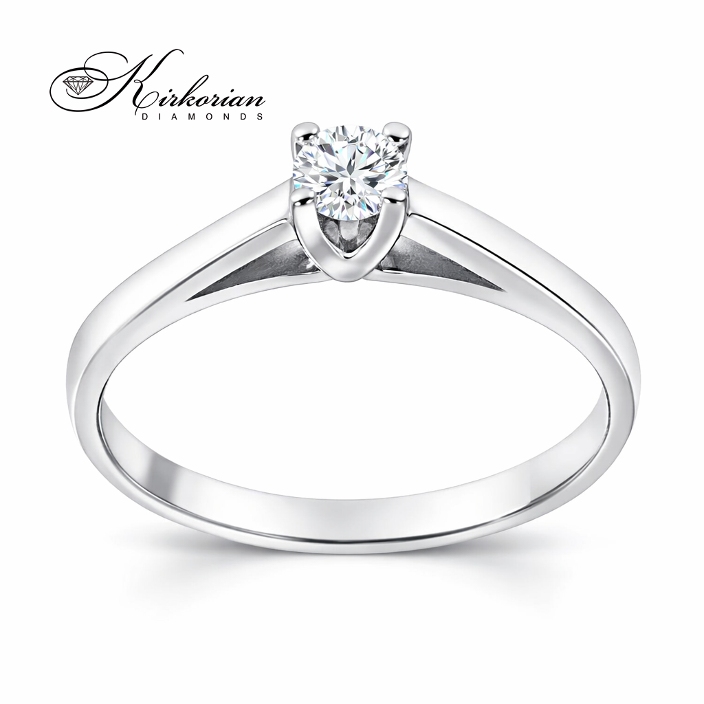 елегантен годежен пръстен с диамант 0.15 ct бяло злато 14K минималистичен дизайн модел K370