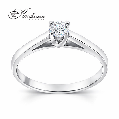 елегантен годежен пръстен с диамант 0.15 ct бяло злато 14K минималистичен дизайн модел K370