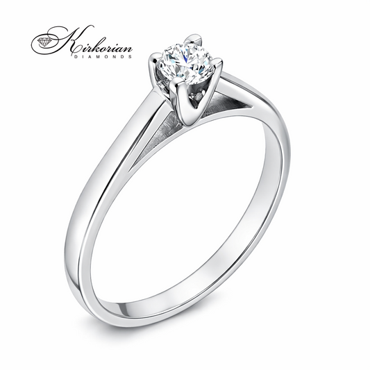 луксозен диамантен годежен пръстен 0.15 ct бяло злато 14K класически стил модел K370