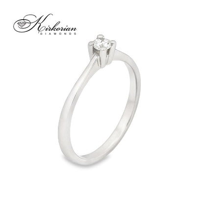 Годежен пръстен от бяло злато 14К с диамант 0.07 ct – елегантен дизайн и естествен блясък | Kirkorian Diamonds