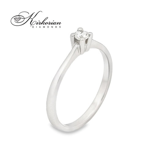 Годежен пръстен от бяло злато 14К с диамант 0.07 ct – елегантен дизайн и естествен блясък | Kirkorian Diamonds