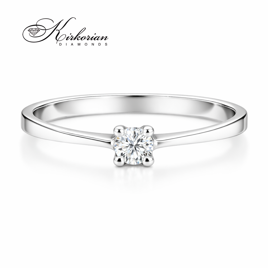 годежен пръстен с диамант 0.07 ct бяло злато 14K модел K375, годежен пръстен с диамант, диамантен пръстен бяло злато, класически годежен пръстен, бижута с диаманти