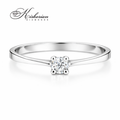 годежен пръстен с диамант 0.07 ct бяло злато 14K модел K375, годежен пръстен с диамант, диамантен пръстен бяло злато, класически годежен пръстен, бижута с диаманти