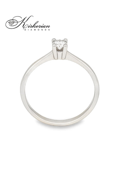 Годежен пръстен от бяло злато 14К с диамант 0.07 ct – елегантен дизайн и естествен блясък | Kirkorian Diamonds