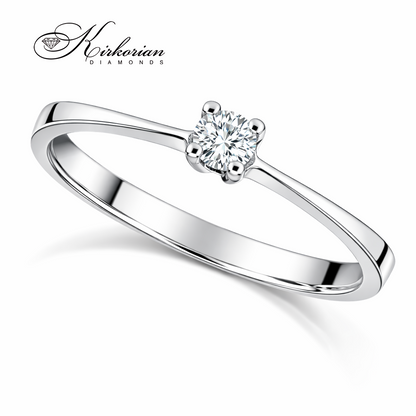 луксозен годежен пръстен 0.07 ct диамант бяло злато 14K K375, диамантен годежен пръстен, пръстен с централен диамант, елегантен диамантен пръстен
