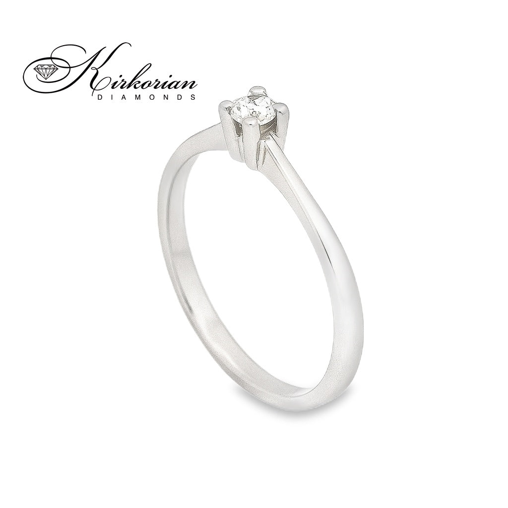 Годежен пръстен от бяло злато 14К с диамант 0.07 ct – елегантен дизайн и естествен блясък | Kirkorian Diamonds