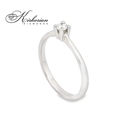 Годежен пръстен от бяло злато 14К с диамант 0.07 ct – елегантен дизайн и естествен блясък | Kirkorian Diamonds
