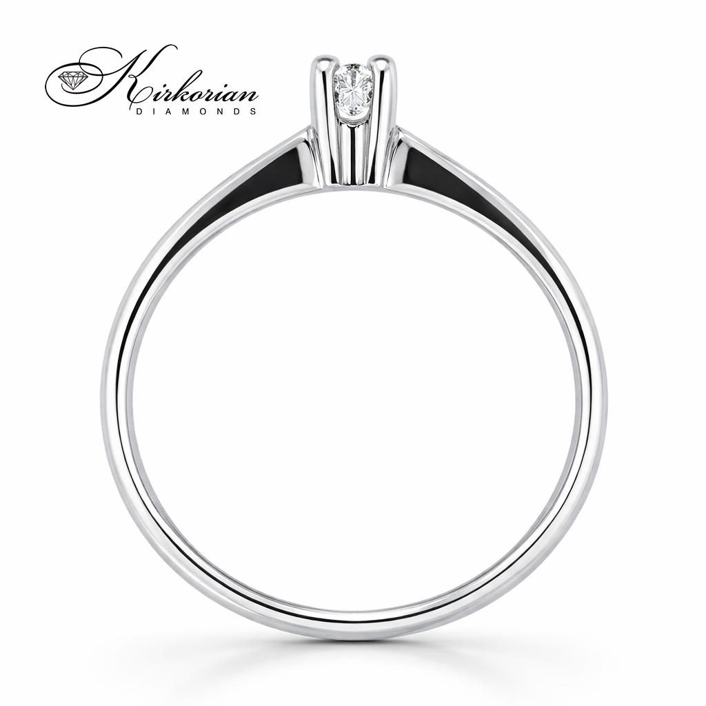годежен пръстен с диамант 0.07 ct бяло злато 14K K375 страничен изглед, диамантен пръстен, луксозни бижута, пръстен за предложение