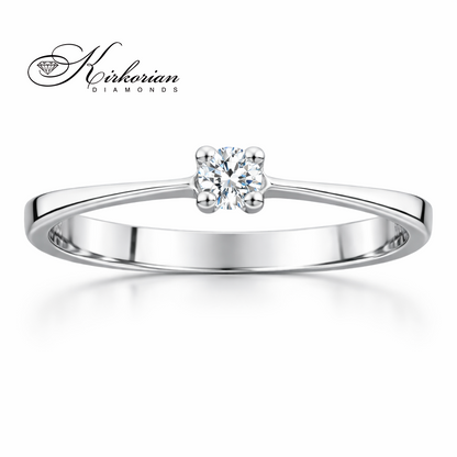 класически годежен пръстен с централен диамант 0.07 ct бяло злато 14K K375, диамантен пръстен, елегантен годежен пръстен, бижута с диаманти