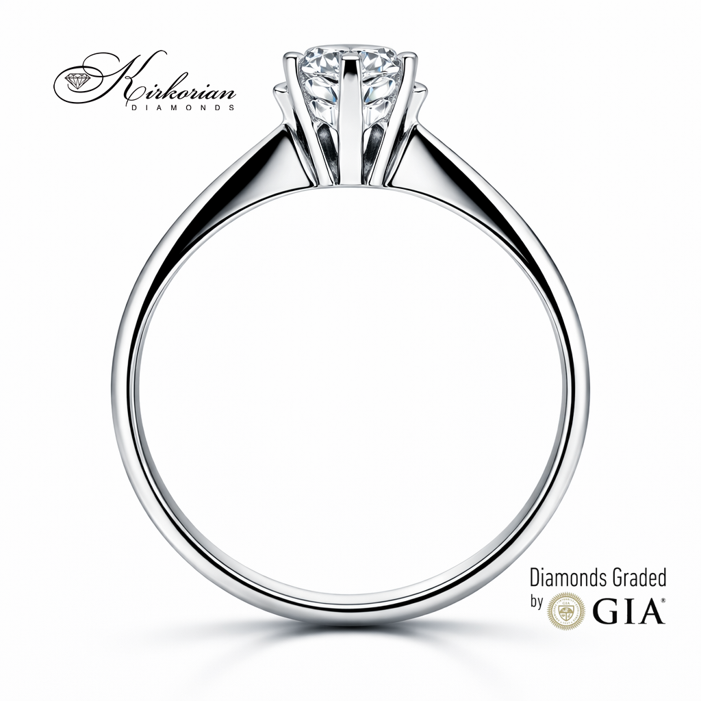 страничен профил годежен пръстен бяло злато 14K диамант 0.30 ct GIA модел K377