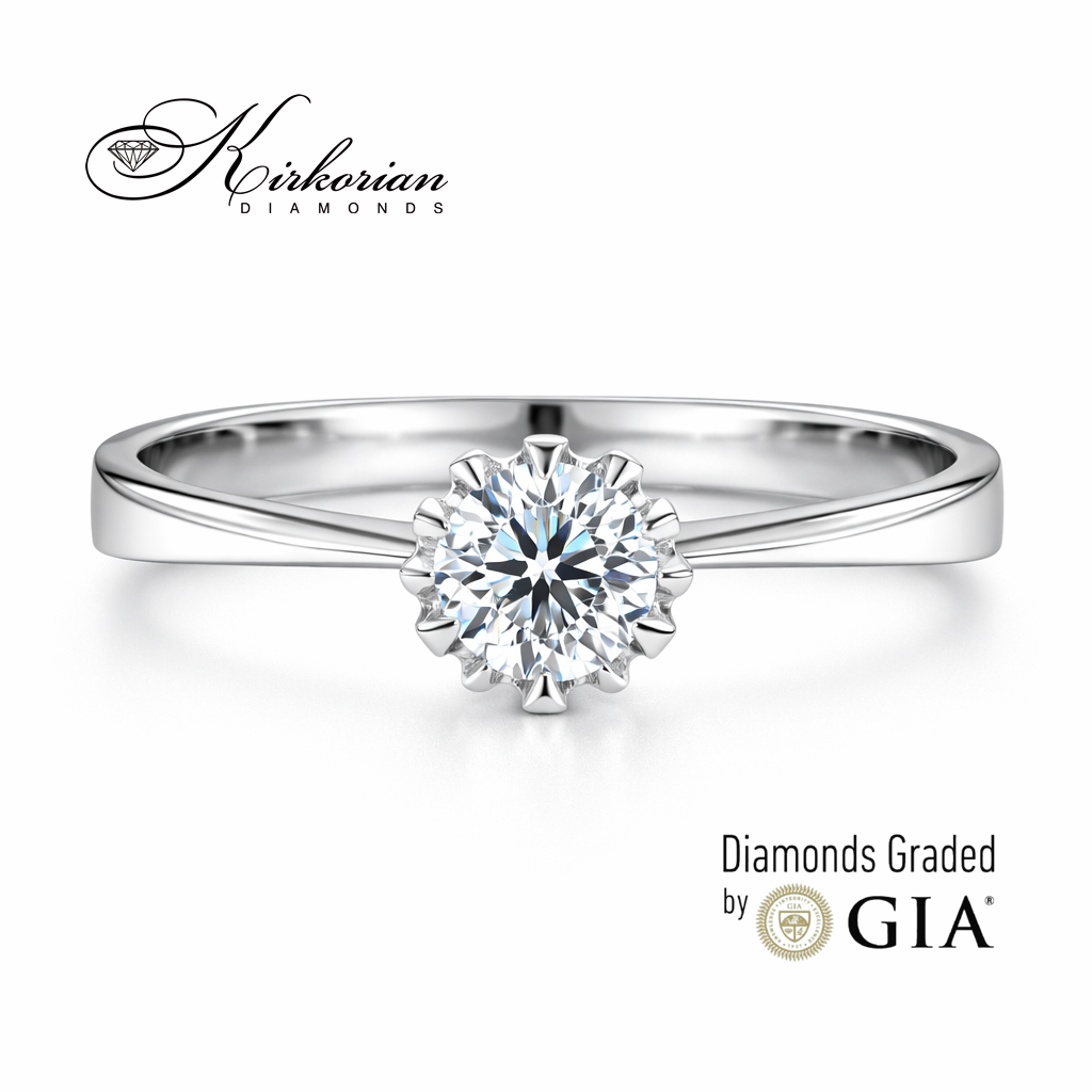 класически годежен пръстен с диамант 0.30 ct GIA бяло злато 14K Kirkorian Diamonds K377