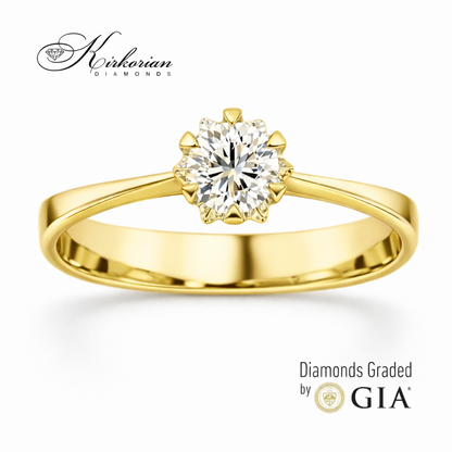 луксозен годежен пръстен жълто злато 14K с диамант 0.30 ct GIA сертификат модел K377G