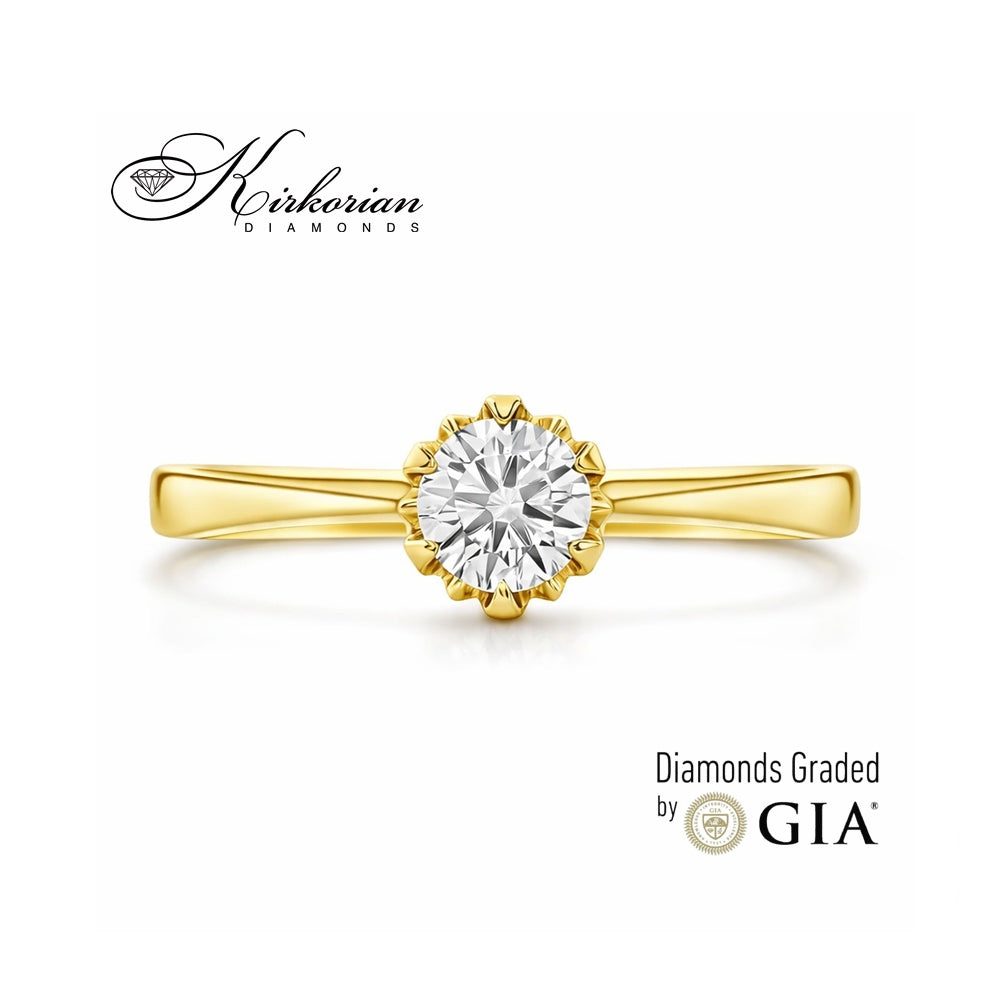 Годежен пръстен с диамант 0.30ct GIA от жълто злато 14к – модел K377G