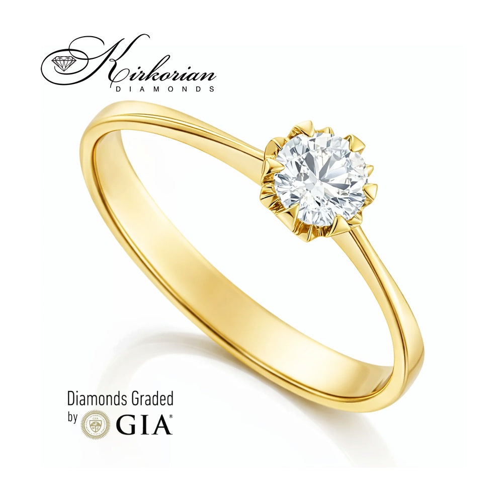 Годежен пръстен с диамант 0.30ct GIA от жълто злато 14к – модел K377G