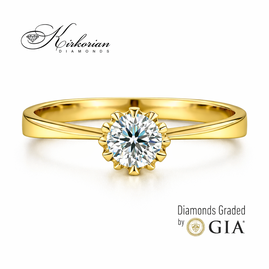 годежен пръстен с диамант 0.30 ct GIA жълто злато 14K модел K377G Kirkorian Diamonds