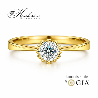 годежен пръстен с диамант 0.30 ct GIA жълто злато 14K модел K377G Kirkorian Diamonds
