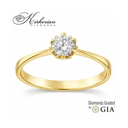 Годежен пръстен с диамант 0.30ct GIA от жълто злато 14к – модел K377G