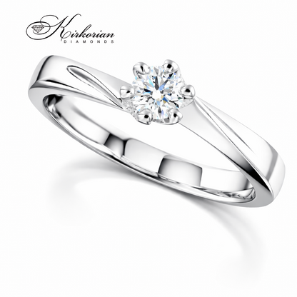 луксозен годежен пръстен 0.19 ct диамант бяло злато 14K K378, диамантен годежен пръстен, пръстен с централен диамант, елегантен диамантен пръстен