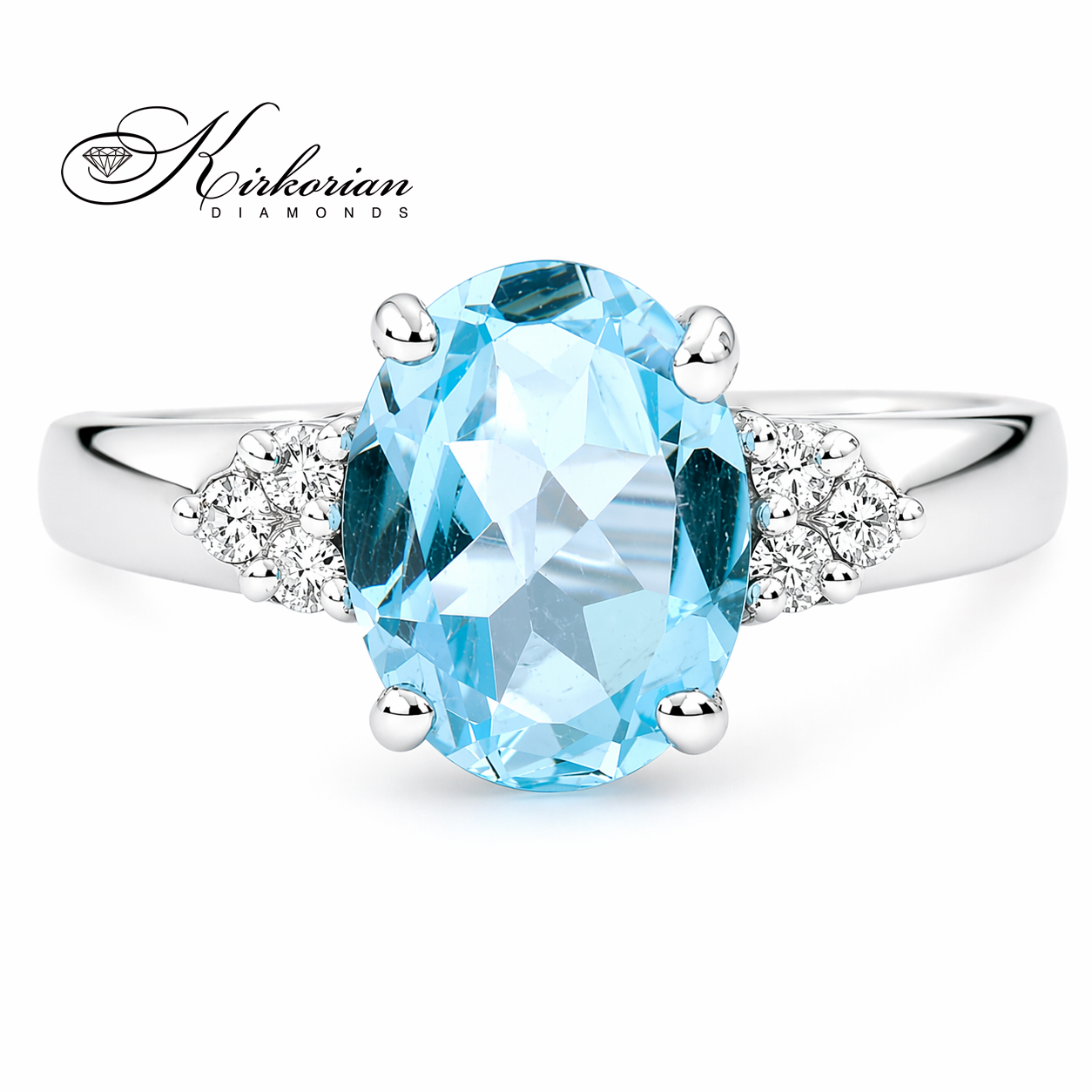 годежен пръстен с топаз 1.95 ct и диаманти бяло злато 14К K403