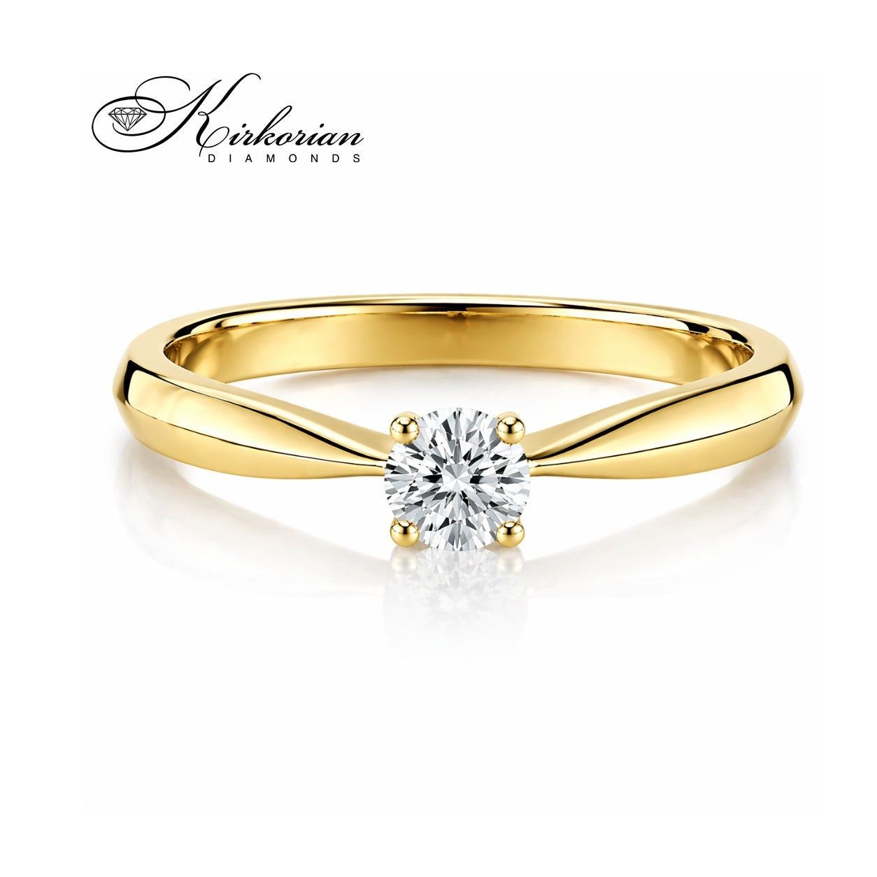 класически годежен пръстен с диамант 0.14 ct VS1 жълто злато 14К минималистичен стил K451