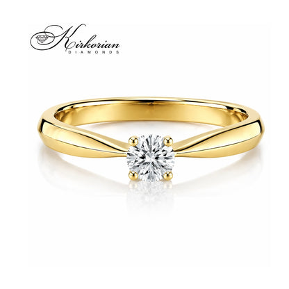 класически годежен пръстен с диамант 0.14 ct VS1 жълто злато 14К минималистичен стил K451