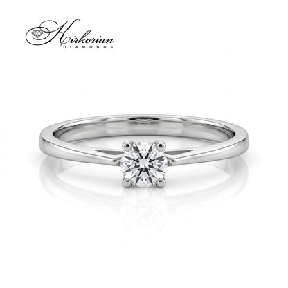 Фронтален изглед отгоре на пръстен от бяло злато 14К с диамант 0.22 ct, модел K486 от Kirkorian Diamonds.