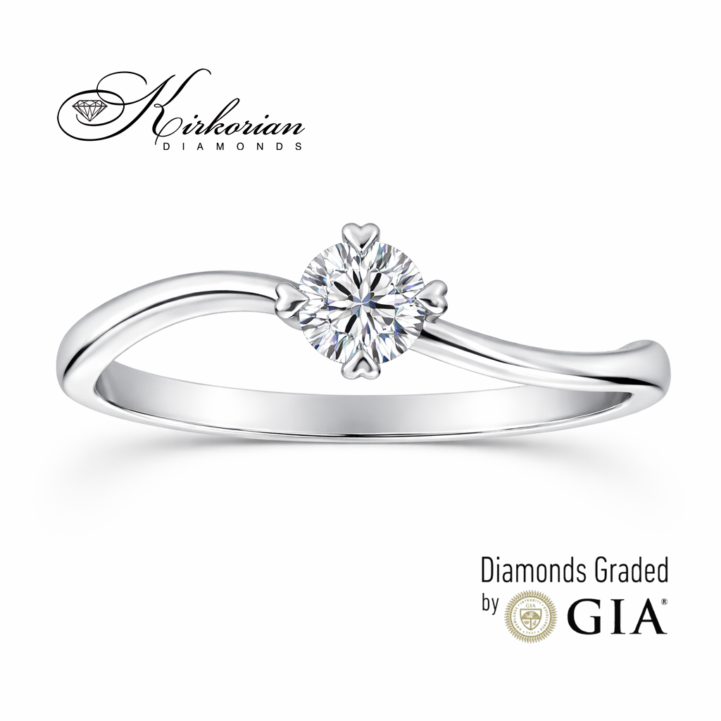 годежен пръстен с диамант 0.25 ct GIA бяло злато 14K модел K488