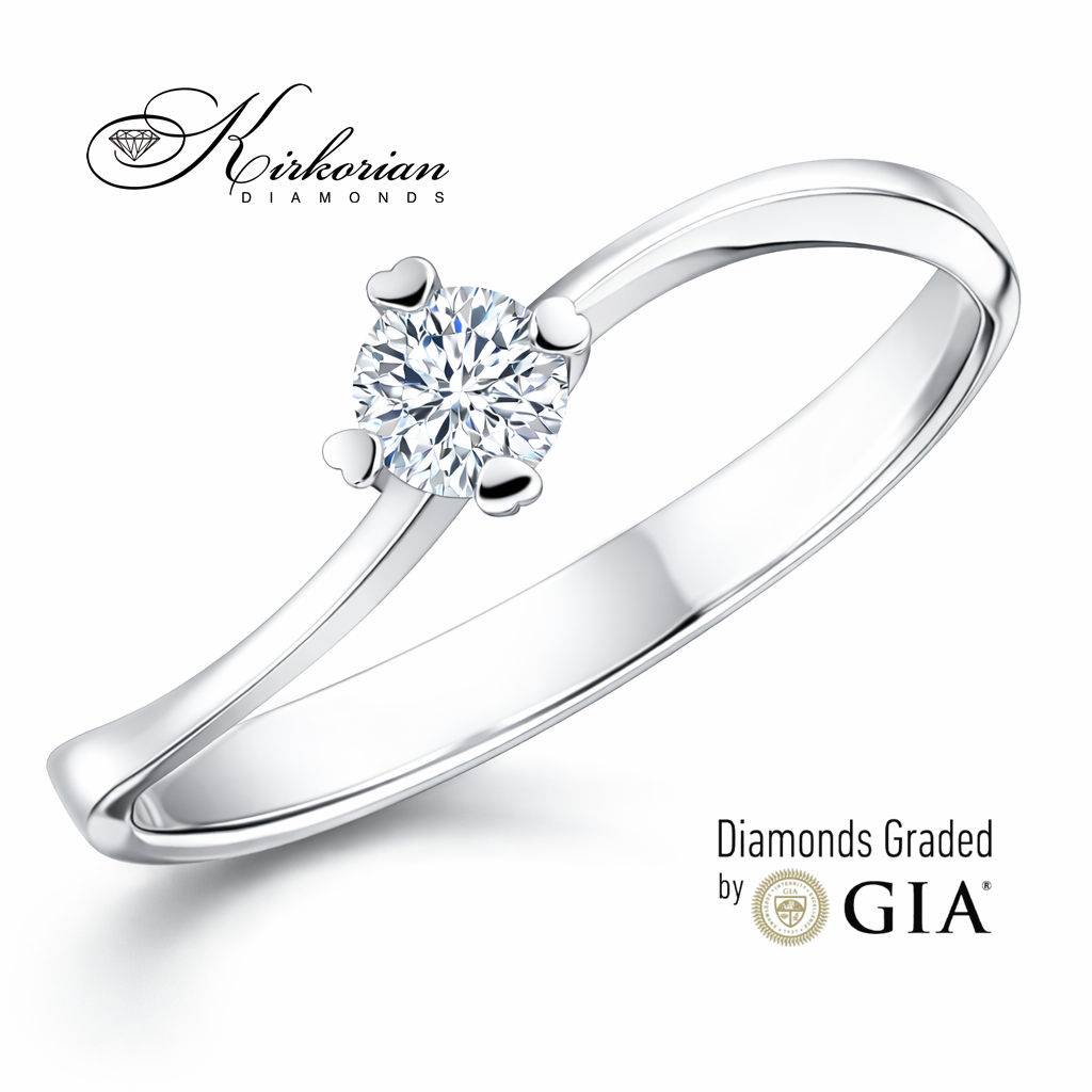 луксозен годежен пръстен бяло злато 14K с диамант 0.25 ct GIA сертификат K488