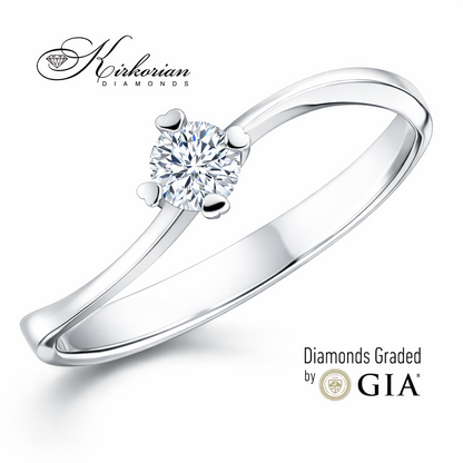 луксозен годежен пръстен бяло злато 14K с диамант 0.25 ct GIA сертификат K488