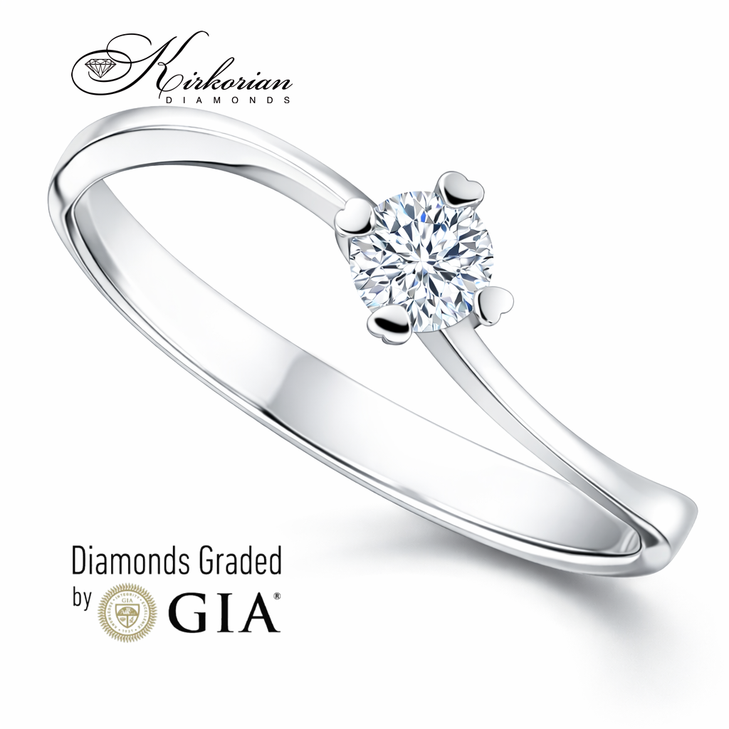 класически solitaire годежен пръстен с диамант 0.25 ct бяло злато 14K K488