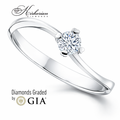 класически solitaire годежен пръстен с диамант 0.25 ct бяло злато 14K K488