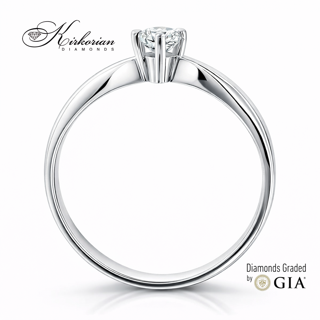 профил на годежен пръстен с диамант 0.25 ct GIA бяло злато 14K модел K488